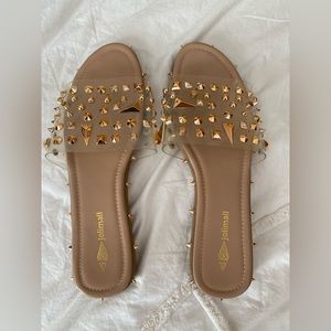 11 women’s gold studded sandals